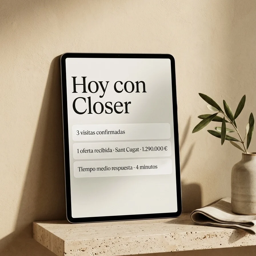 Closer · panel del día en una sola pantalla